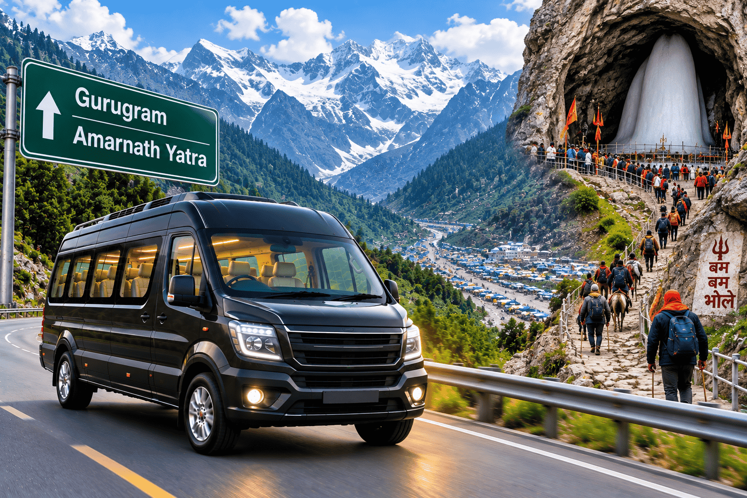 Gurugram to Amarnath Yatra By Tempo Traveller